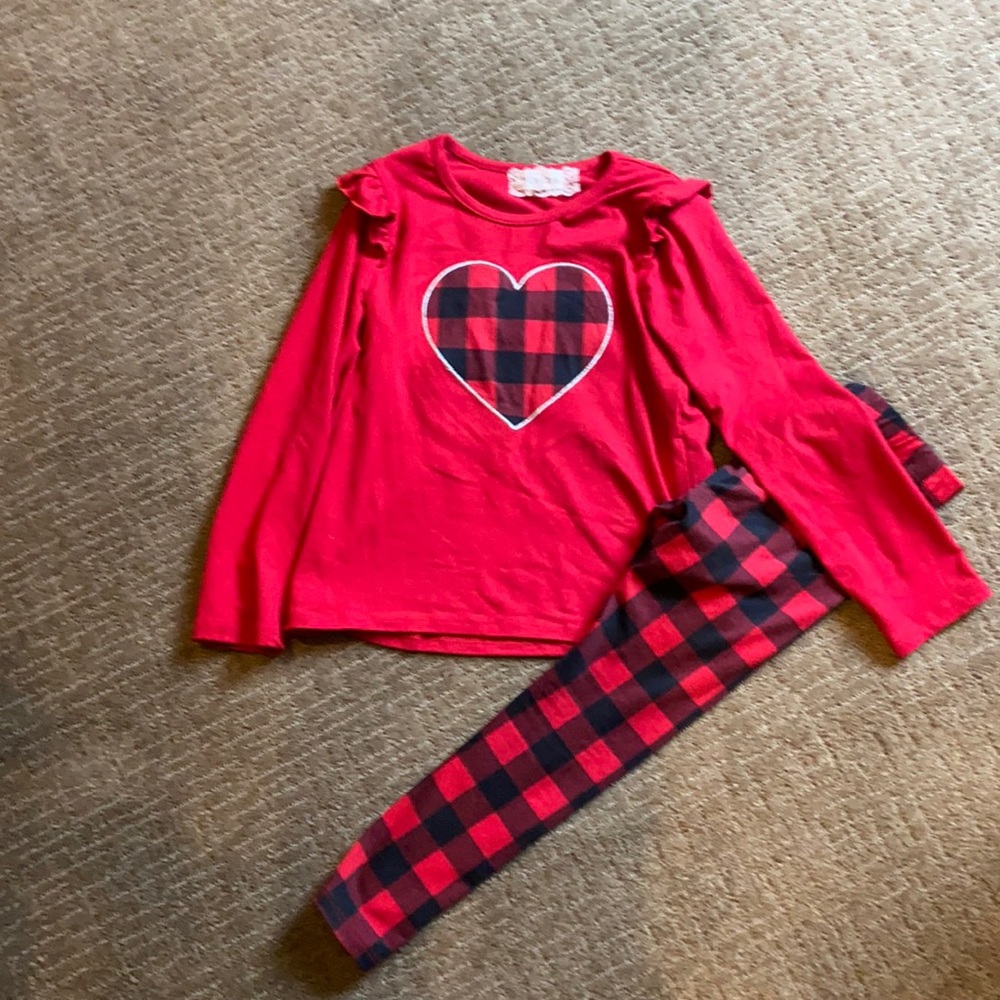 Girls Checkered Heart Set